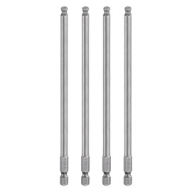 sourcing map 4pcs Ball End Hex Screwdriver Bit 5mm (H5.0) Tip 1/4" Hex Shank 150mm (6") Long Magnetic Ball Head Bits Industrial Grade S2 Steel Metric Screw Driver Bit