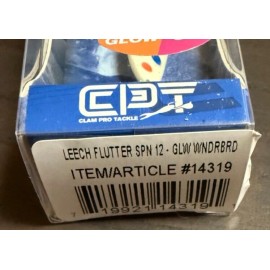 Clam Leech Flutter Jigging Spoon 1/16 OZ #12 Hook Glow/UV - Glow Firetiger Lighting 14322