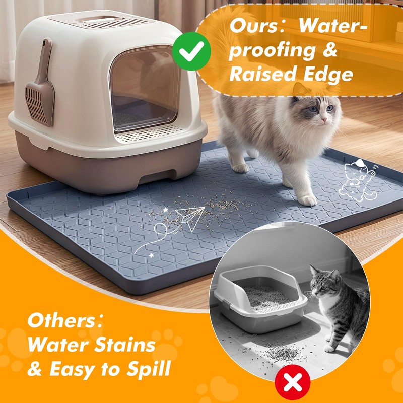 swihorab Silicone Cat Litter Mat for Litter Box, 31" x