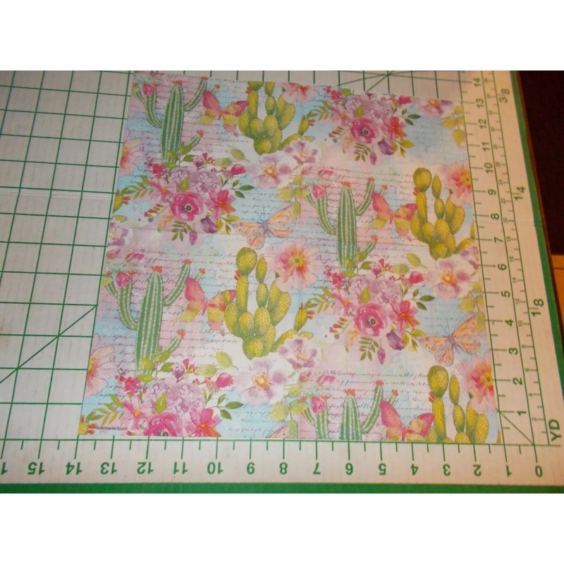 Unbranded Two Decorative Luncheon Napkins for Decoupage "Rose and Cactus"
