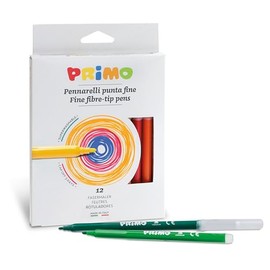 PRIMO Fine Tip Marker Set, 12-Color Set, Bright and Vivid Colors, Washable