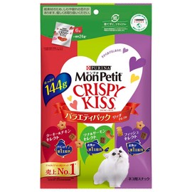Monpetit Crispy Kiss Variety Pack, Rich Select, Turkey & Chicken Select, Tuna & Salmon Select, Fish Select, 5.0 oz (144 g) (6 g) x 24 Bags