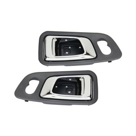 KarParts360 For Honda Pilot 2003 04 05 06 07 2008 Interior Door Handles Front, Driver and Passenger Side | Pair | Chrome Lever | With Door Lock Hole | Gray Bezel | For 72125S9VA01ZE, 72165S9VA01ZE