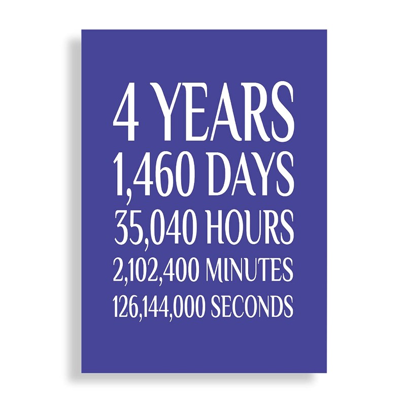 4th Anniversary Card, Birthday Card - Happy 4th Anniversary, Blank