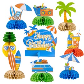 SUNBEAUTY 9 PCS Beach Honeycomb Centerpieces Beach Themed Party Decorations Beach Birthday Party Decorations Pool Birthday Party Decorations Beach Party Decor Summer Themed Party Decorations