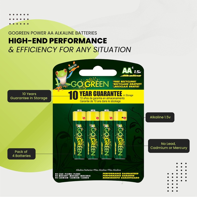 GoGreen Power (24001) Eco Friendly Alkaline AA Batteries - No