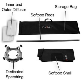 Fotodiox Pro 24x80 Softbox for Studio Strobe/Flash with Soft Diffuser and Universal Speedring (3"-6" Diameter)
