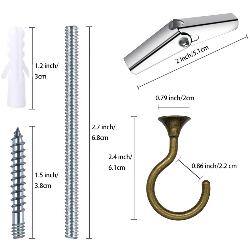 Evsteluo 8 Sets Large Swag Ceiling Hooks Heavy Duty Swag