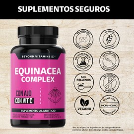 Beyond Vitamins | Equinacea Complex con Ajo y Vitamina C | Betaglucanos Funcionales| con Quercetina, Aguaje y Zinc | Cápsulas vegetales VCaps - 60 caps