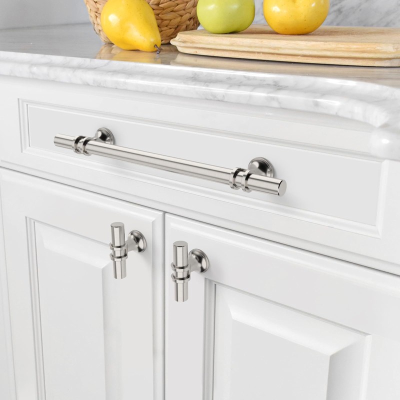 Amerdeco 10 Pack Brushed Satin Nickel Cabinet Pulls 7.5 Inch(192MM)