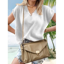 Womens Fall Clothes Winter Tops Fashion 2025 Sweater Vest Women Knit V Neck Cap Sleeve Summer Business Casual Outfits White