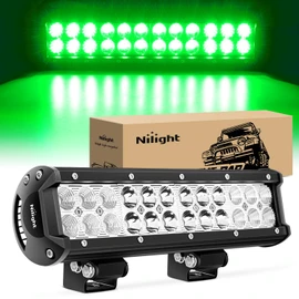 Nilight LED Light Bar 12 Inch 72W Spot Flood Combo Green Beam Off Road Lights Fishing Hunting Emergency Deck Boat Work Lighting for Trucks UTV Pick-up Van Boat Tractor