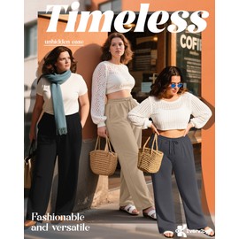 Evervibe 4 Pack Women's Plus Size Lounge Pants, Wide Leg Cotton Drawstring Yoga Pants Pajama Sweatpants with Pockets(Light Khaki, Light Gray, Dark Gray, Black,3X-Large)