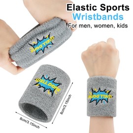 12Pcs Sports Wristbands, FHDUSRYO Colorful Sweatbands for Men and Women, Terry Cloth Sweat Band, Breathable Wrist Bands, Thick Cotton Bands for Basketball, Football, Tennis,Sports Party Favors