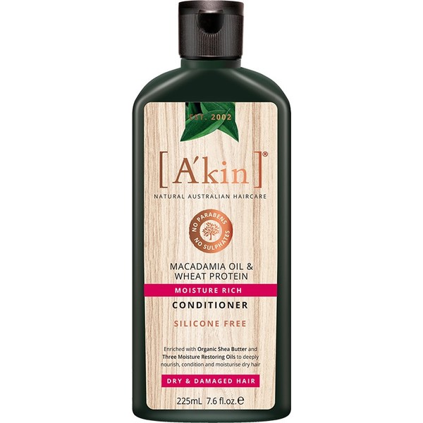 A'kin Conditioner For Dry & Damaged Hair Macadamia Oil & Wheat Protein 225ml