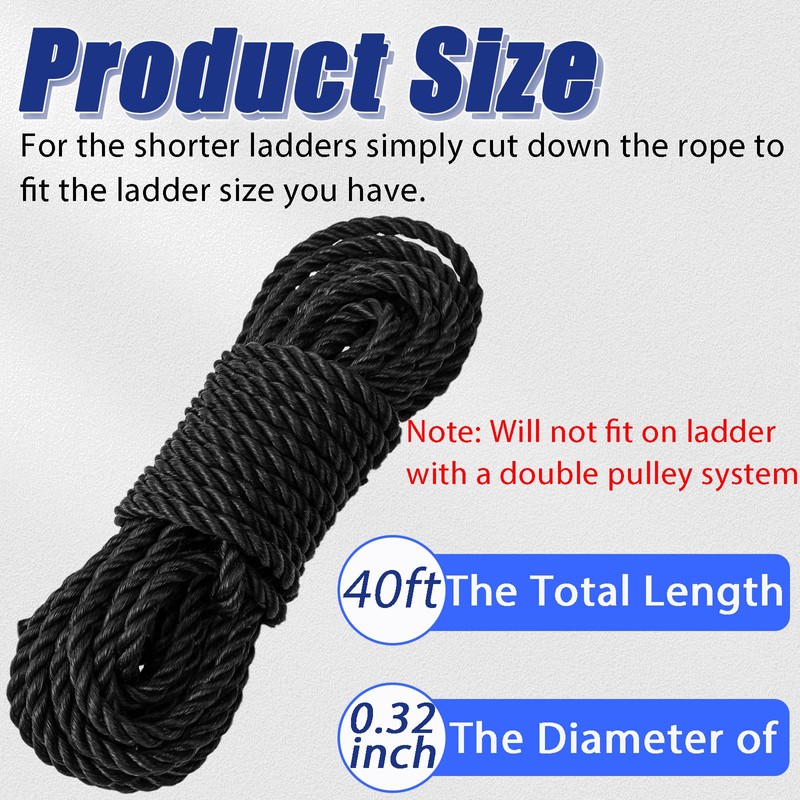 AC30-2 Extension Ladder Rope Replacement Compatible with Wernerr Extension Ladders,
