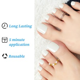 Lifextol 120pc Press on Toenails for Women Toe Press on Nails Short Fake Toe Nails Press ons with Adhesive Tabs, Acrylic Toe Nail Tips False Toenail Press ons Artificial Fake Toenails for Feet-Glossy