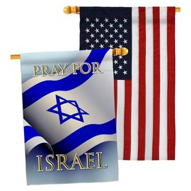 Pray for Israel Flag Bandera de Israeli American Flags for Outside 3x5 Banner Pack Outdoor Wall Scroll Room Tapestry Indoor Textile Poster Grandma Gifts Patriotic Decor Jewish Decorations Made in USA