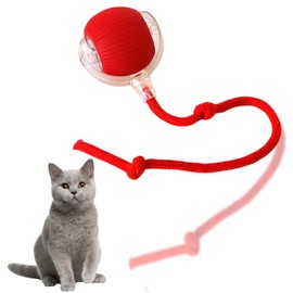 CIFOVALE Interactive Cat Toy Ball, Automatic Rolling Electric Toy for Indoor Cats, Motion-Activated Smart Ball for Exercise and Play Toy for Kittens, Red