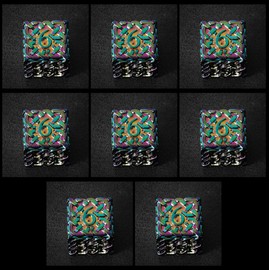 Set of 8x D6 Endless Chaos Dice (Rainbow) - solid metal dice Extra Large & Extra Heavy for DnD Dungeons and Dragons Pathfinder Call of Cthulhu Tabletop RPG Warhammer 40k Dice Celtic Dice