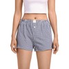 Womens Boxer Shorts Low Waist Plaid Print Pajama Lounge Shorts