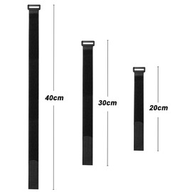 Aiqeer Pack of 20 Black Velcro Cable Ties Set, Multifunctional Velcro Bands, Reusable Velcro Tape, Cable Velcro Ties (20 cm, 30 cm, 40 cm)