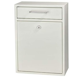 Mail Boss 7410 High Steel Wall Mounted Mailbox-Office Drop Comment Letter, White Secure Document and Records Deposit Box with Lock and Key
