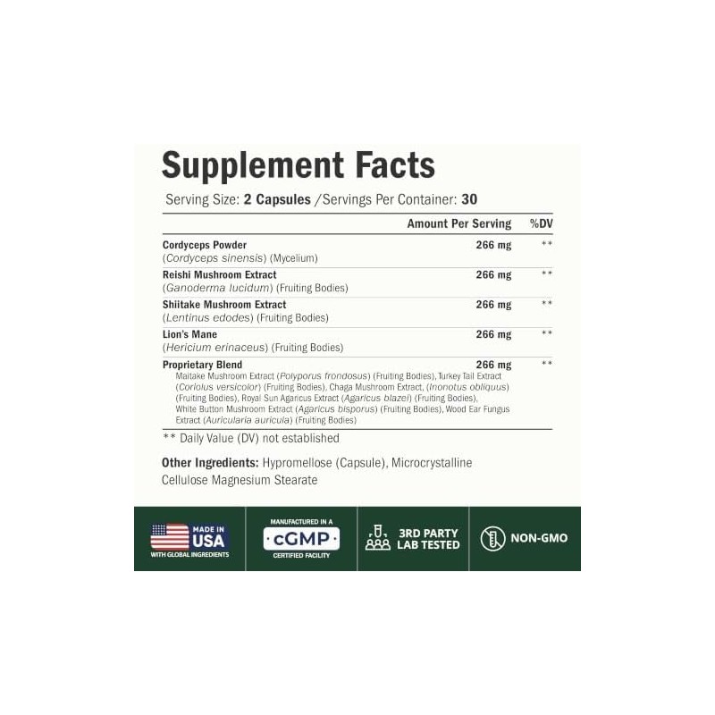Vimerson Health Complejo de Hongos 10x con Extracto de Melena