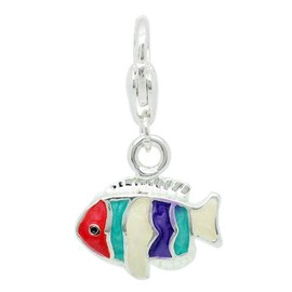 Sexy Sparkles Fish W/Multi Colors Clip On For Bracelet Charm Pendant for European Charm Jewelry with Lobster Clasp