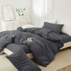 JIYUAN 100% Washed Cotton Duvet Cover Set Comfy Simple Style