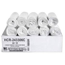 Aluf Plastics High Density Trash Bags, 16 Gallon, 1000 Count, 6 Micron (eq), 24" x 33", Clear, for Bathroom, Office, Industrial, Commercial, Janitorial, Municipal, Recycling