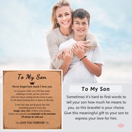 UPROMI To My Son Bracelet Son Gifts from Mom, Birthday Valentines Easter Confirmation Gifts for Teens Teenage Teen Boys Gift Ideas 13 15 14 16 18 12 Year Old Cool Stuff Things for Guys