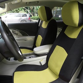 X AUTOHAUX Universal Front Car Truck Seat Cover Kit Protector Pad Black Yellow