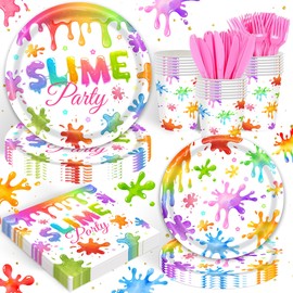 120 Pcs Slime Birthday Party Supplies, Kit for Colorful Slime Splatter Splash Theme Kids Birthday Party