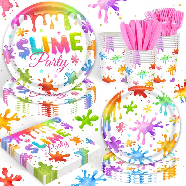 120 Pcs Slime Birthday Party Supplies, Kit for Colorful Slime