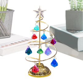 Christmas Tree Crystal Lamp | Rotating Glitter Christmas Tree Desk Ornament,Electroplating Iron Art Winter Festival Tree Night Light for Home
