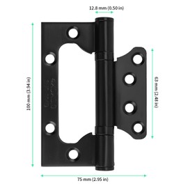 FUNSUEI 16 PCS 4 x 3 Inches Non Mortise Door Hinges, Black Door Hinges, Mobile Home Door Hinges with Screws, Bifold Door Hinges for Window, Furniture, Wooden Boxes, Cupboard