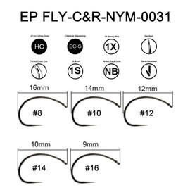 Eupheng Fly Fishing Hooks 100pc Pack Barbless Catch & Release Dry Wet Nymph Shrimp&Pupa, Streamer, Caddis, Jig, Scud Flies Fishing Hooks