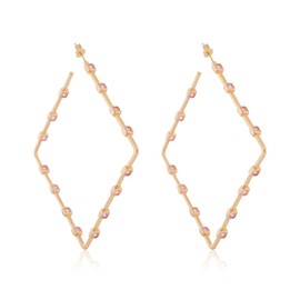 Z ZACHÉ Large Hoop Earrings for Women Geometric Square Earrings Trendy Rose Gold Sparkly Zircon Hoops Earrings Wedding Party Jewelry