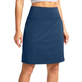G Gradual 20" Golf Skorts Skirts for Women with 7 Pockets Knee Length Skort Athletic Modest Long Tennis Skirts for Women(Blue,S)