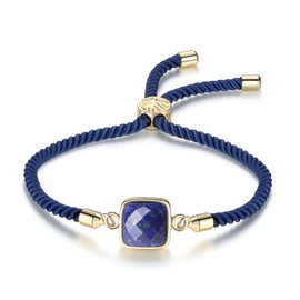 COAI Lucky bracelet made of natural stone, adjustable gemstone bracelet for men and women, Stone, Lapis Lazuli