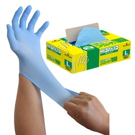 Showa Glove 【Nitrile Gloves・Food Sanitation Law Compliant】 No. 883 Nitrist Tough 100-Pack, Blue, Size L, 1 Box, Nitrile Rubber, Disposable, Ambidextrous, Powder-Free, Latex-Free