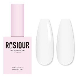 Rosiour HEMA Free One Step Gel Nail Polish, 17 ml My White 3 in 1 Gel Polish for Natural or Acrylic Nails, No Need Base and Top Coat Easy DIY Nail Art, Soak Off UV/LED Nail for Women Girl Nail Lovers
