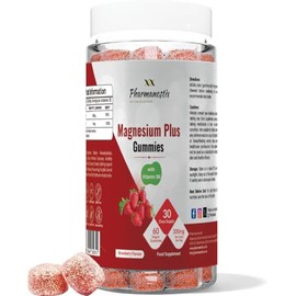Pharmanostix Magnesium Citrate Gummies Plus 300mg, with Vitamin B6, 60 Vegan Gummies, Supports Muscle, Immunity, Electrolyte Balance, and Energy.