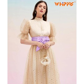 WHIPPY Women Obi Belt Fashion Wrap Around Wide Waistband Knotted Belt for Dress, Purple, S-M