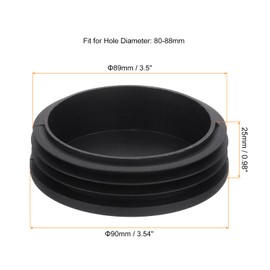 QUARKZMAN 4 Pieces Round Pipe Plugs, Black Lamellar Plugs, 90mm (3.54") Pipe Cover Made of High Quality Plastic, Protective Caps for Chair, Sofa, Table, Shelf