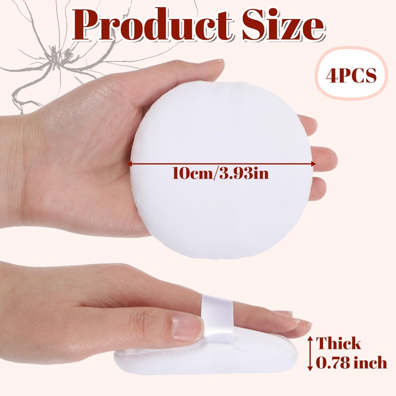 Soft Body Powder Puff, 4 PCS Washable Powder Puff for
