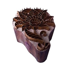 Arty Crafty Print Stamp Brass Lotus Shapes Wooden Clay Block