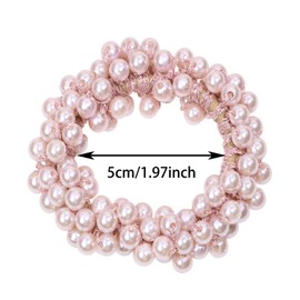 Penta Angel Pearl Hair Ties 3/6Pcs Beaded Elastic Hair Scrunchies Bands Ropes Decorative Ponytail Holder for Women (3, White, Pink, Gold)