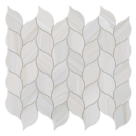 Tilingview 10-Sheet Peel and Stick Backsplash Tile for Kitchen, Self-Adhesive Mosaic Glossy Leaf Stick on Wall Tile with Gaps (Leaf Beige)